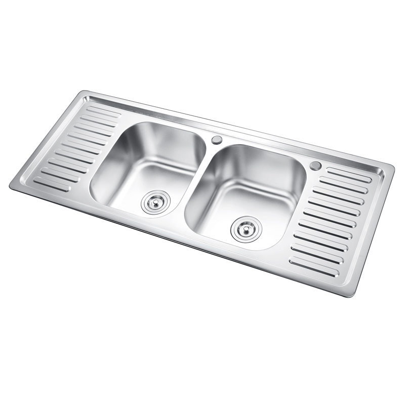 TCJ12050D-B Double Bowl Drainboard Sink