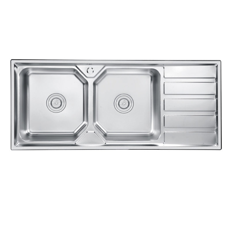 OS12050F Double Bowl Drainboard Sink