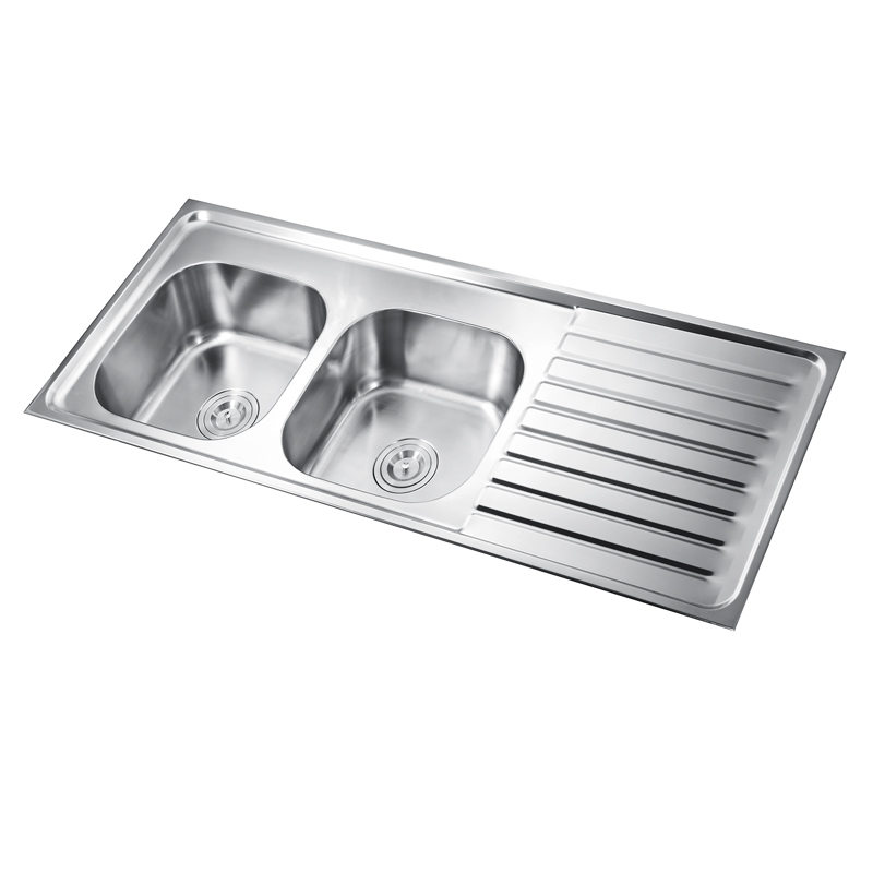 TCT12048D Double Bowl Drainboard Sink