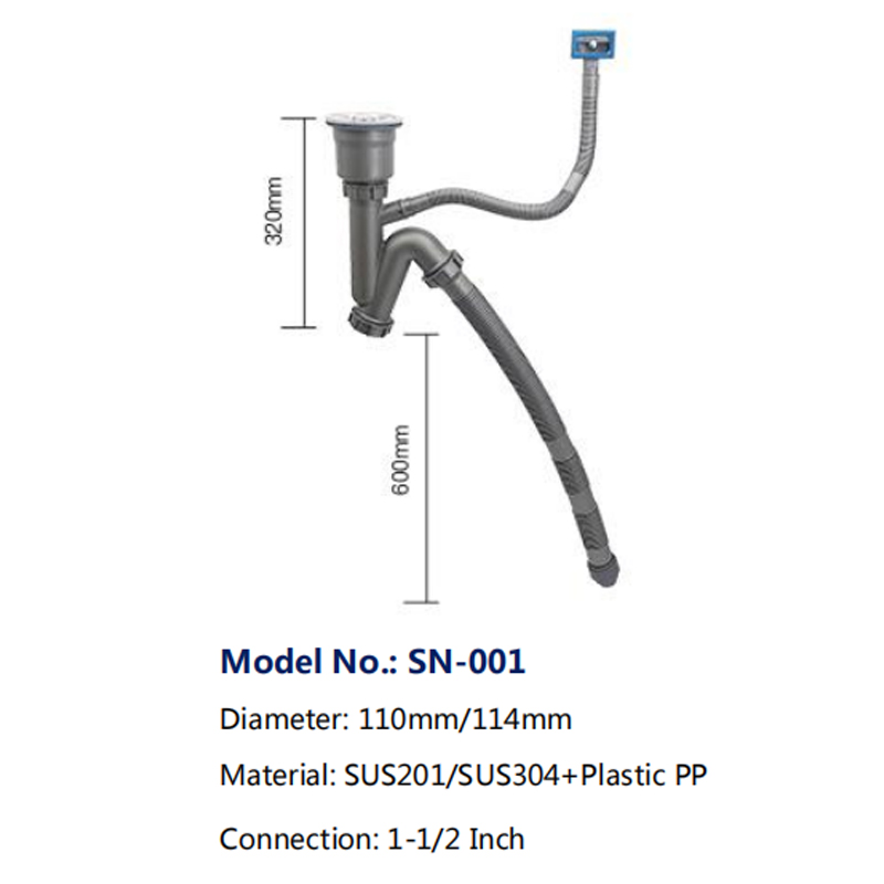 SN-001 Pipe for Single Bowl Sink