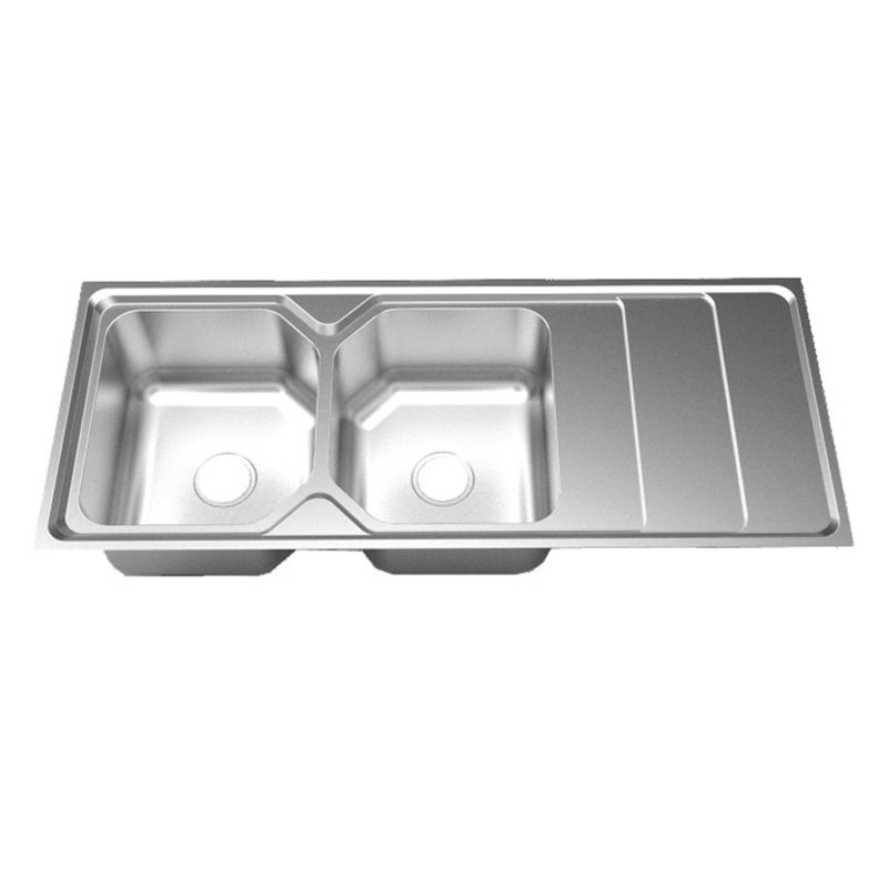 CJ12050D-L Double Bowl Drainboard Sink