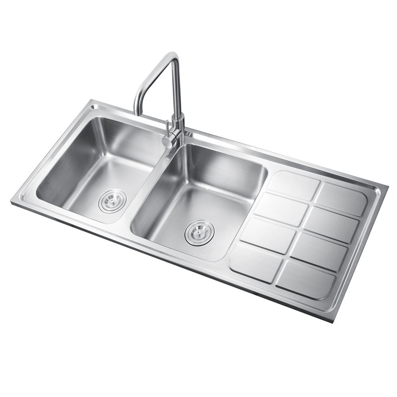 TCSA12050 Double Bowl Drainboard Sink