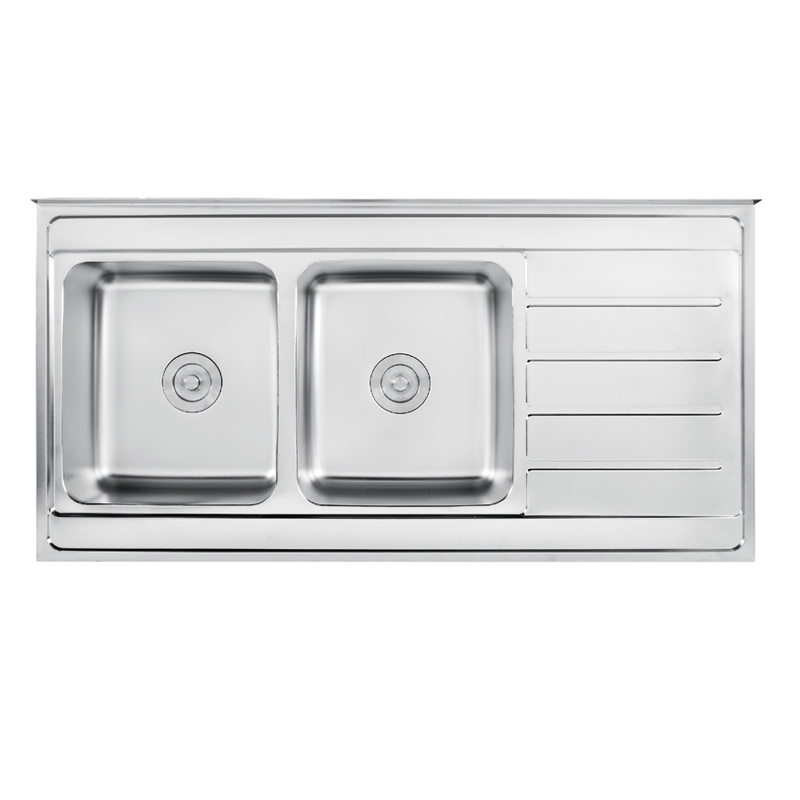 TCT12060D-C Double Bowl Drainboard Sink