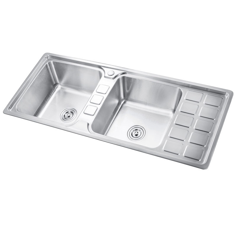 CB12048D Double Bowl Drainboard Sink